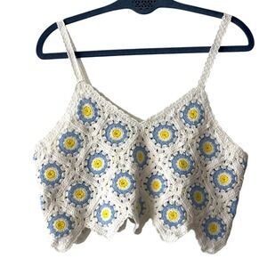Wowo Women's Boho Crochet Crop Top Small‎